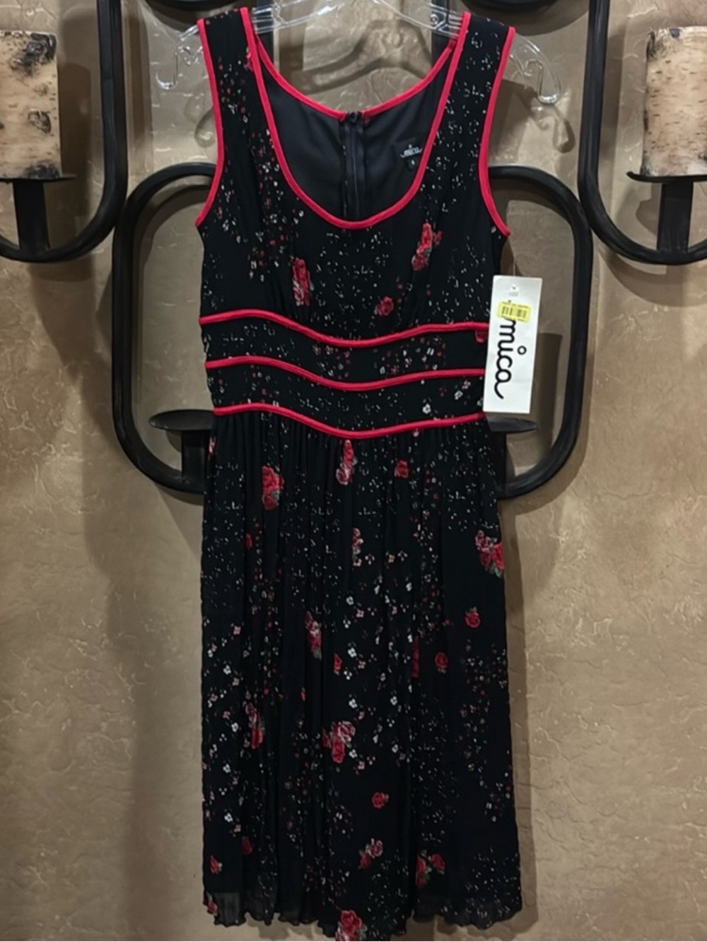 Mica Dress Black with Red , White and Rose Flowers 
NWT SZ 4